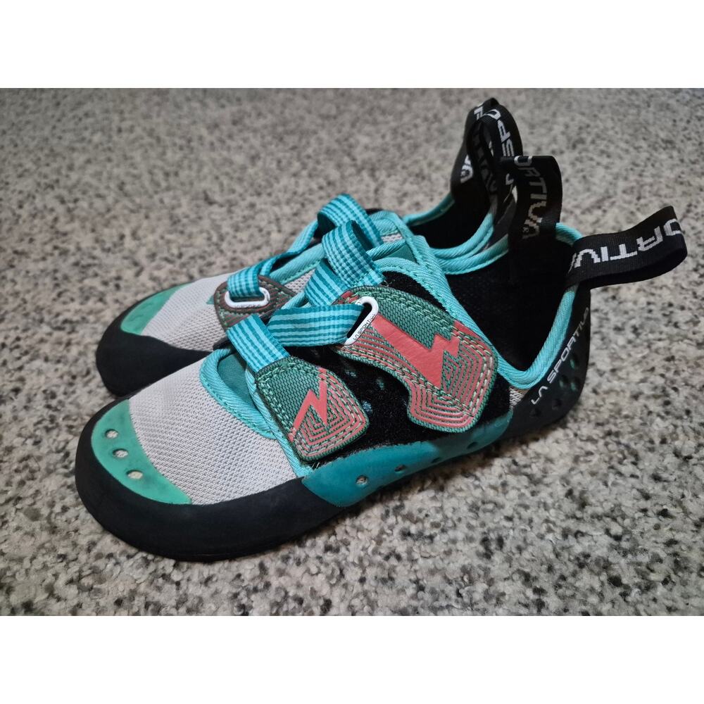 La Sportiva Oxygym Climbing Shoes Womens 6 Mesh Strap Blue/Pink Washable